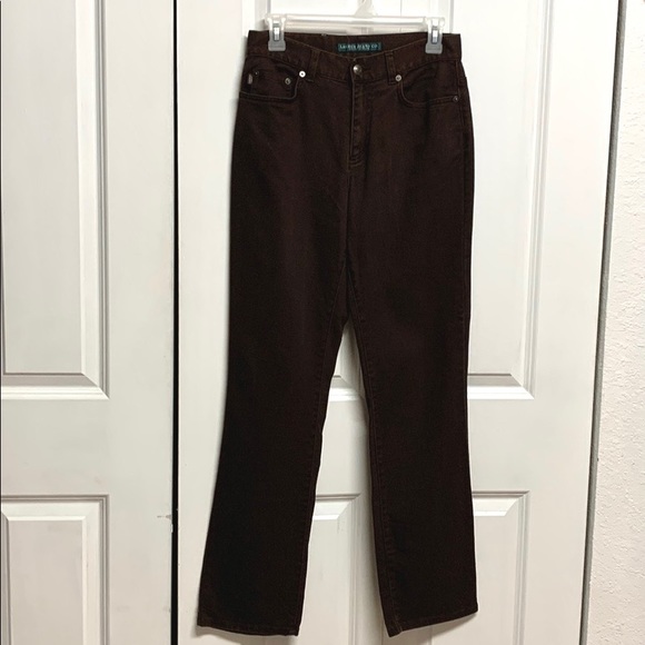 Lauren Ralph Lauren Pants - Ralph Lauren Dark Brown Cotton Stretch Mid Rise 5 Pocket Khaki Pants Size 4